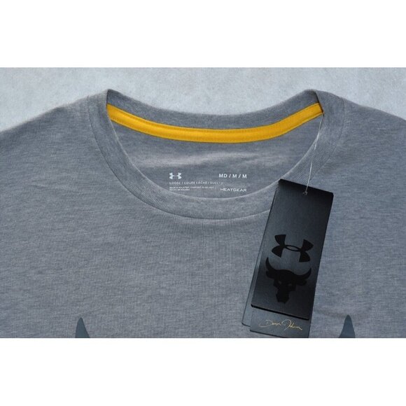 Under Armour Project Rock Men's Shirt Size M Gray Hardest Worker Long Sleeve New - Picture 2 of 11